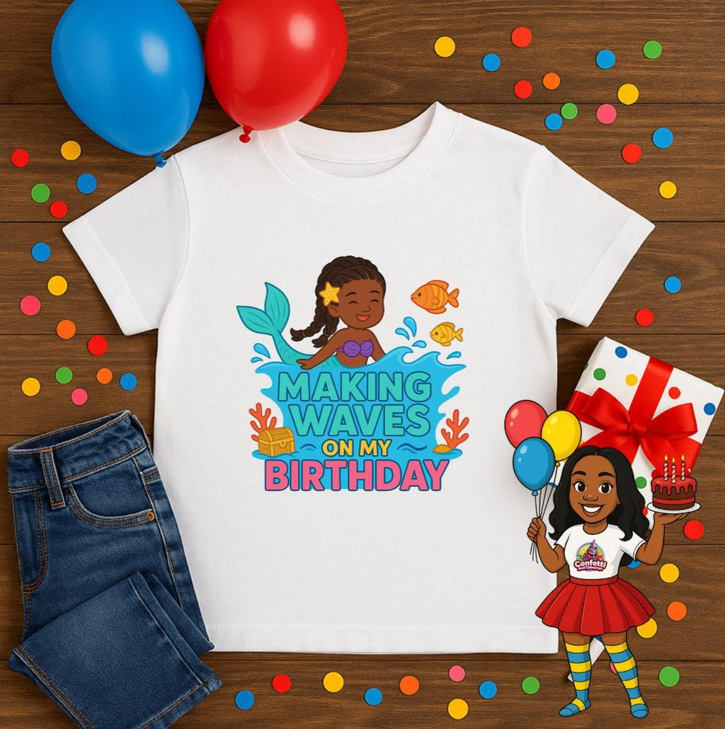 Mermaid Birthday Shirt for Girls • Making Waves On My Birthday Tee • Cute Mermaid Party Outfit • Toddler Birthday Shirt • Ocean Theme Tee