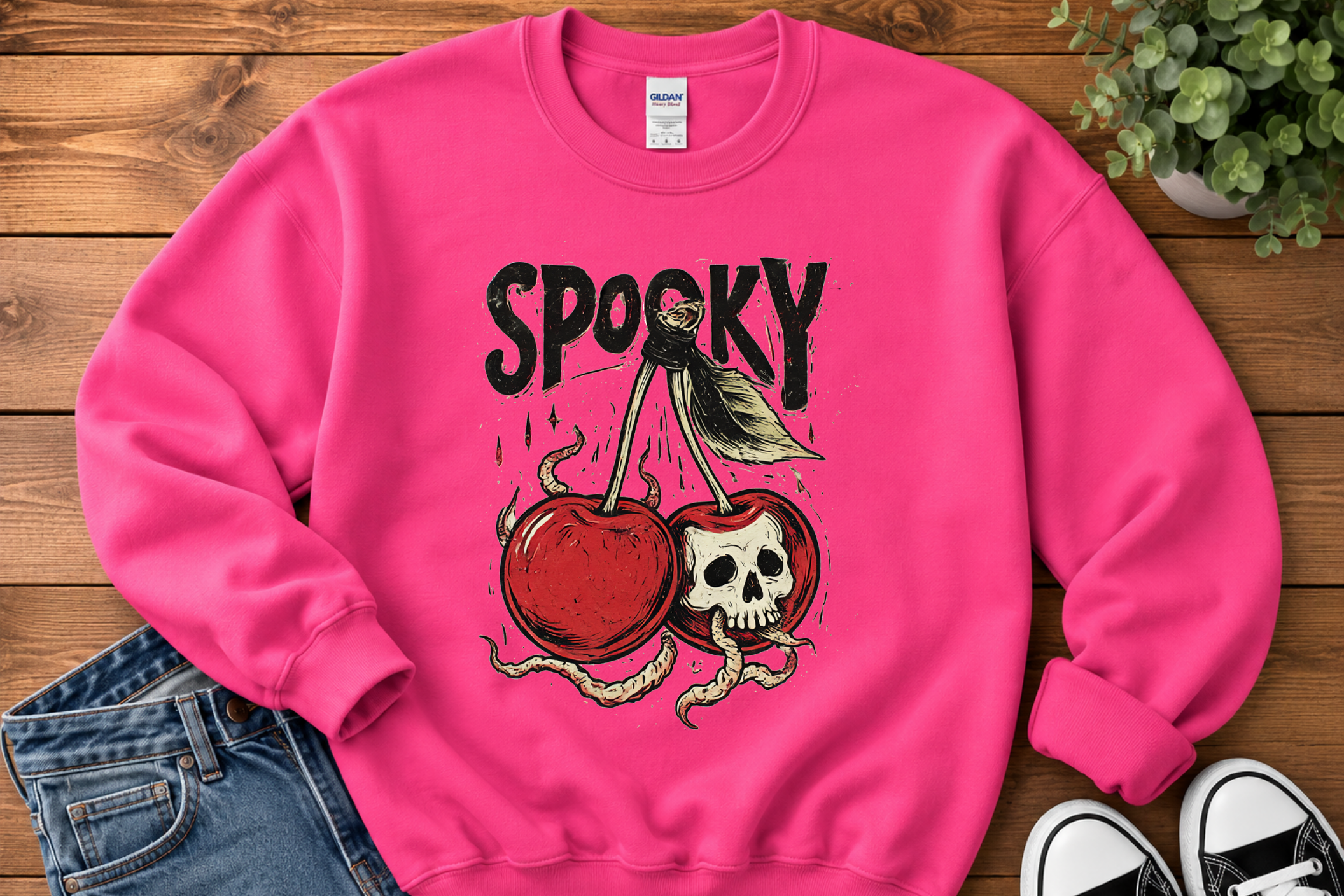 Spooky Cherries Halloween Tee & Sweatshirt | Skull Cherry Graphic