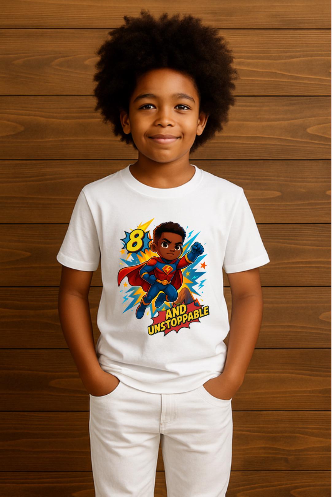 Custom Superhero Birthday Shirt • Boys Birthday Tee • Black Boy Hero Shirt • Kids Birthday Outfit