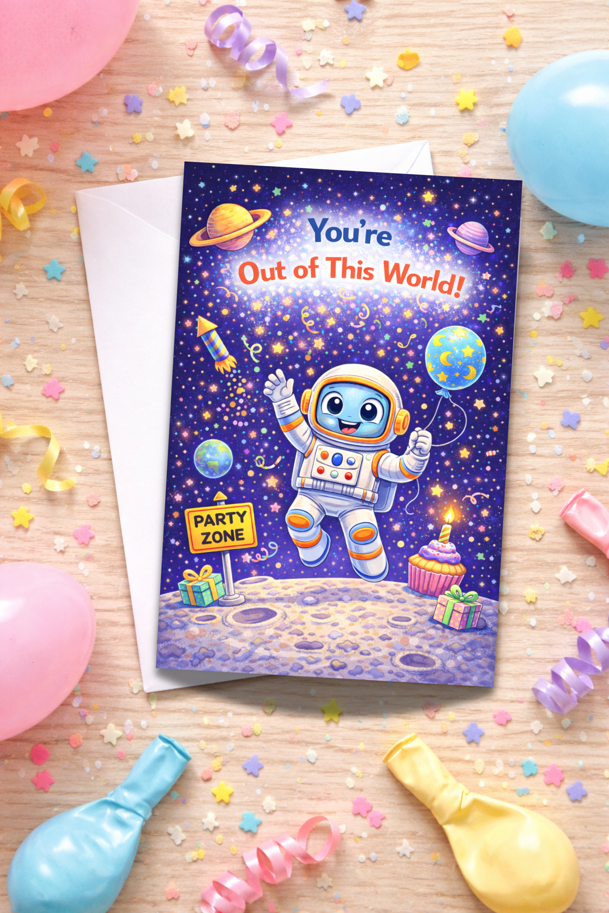 Space Birthday Card for Kids | Age [3-5]