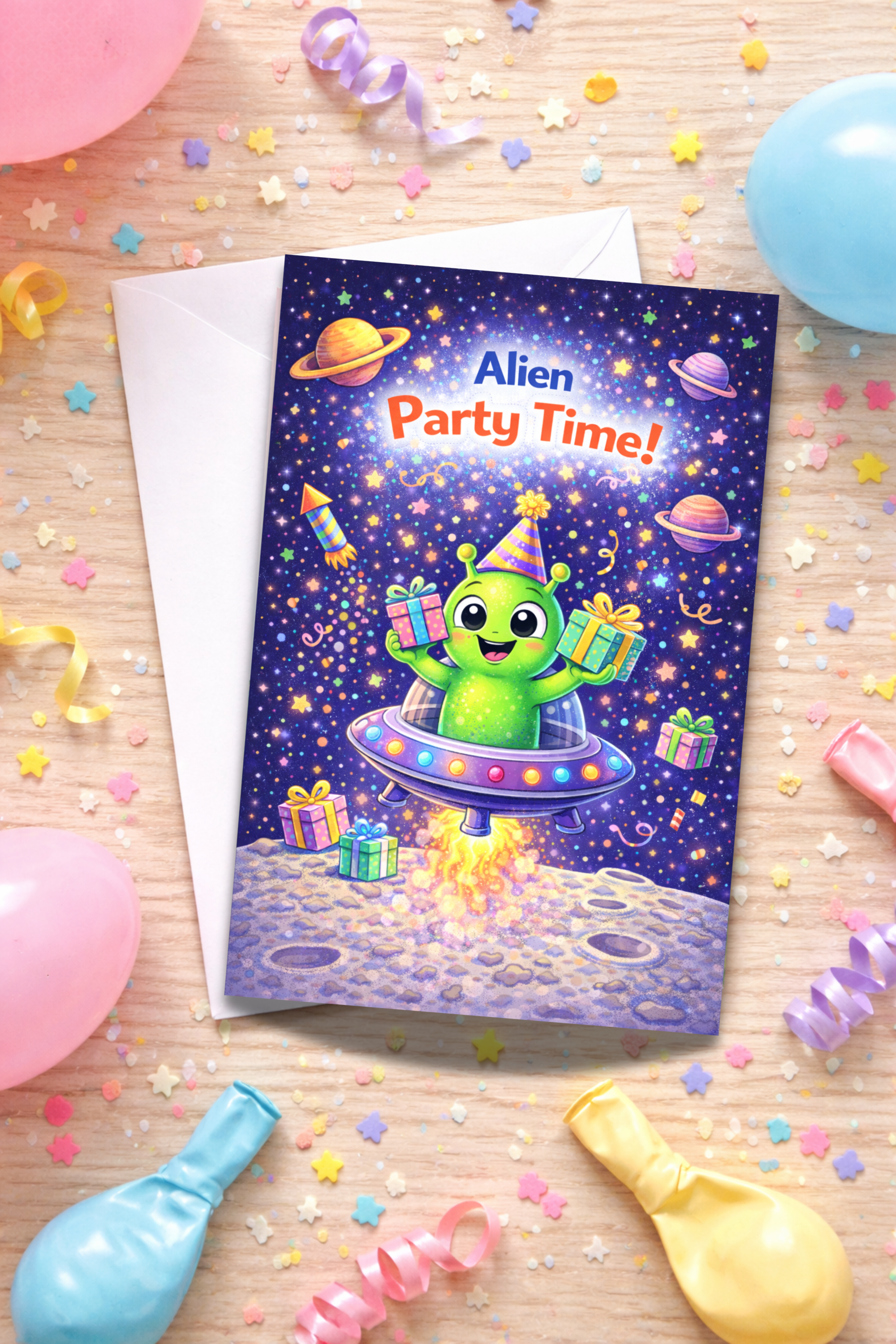 Space Birthday Card for Kids | Age [3-5]