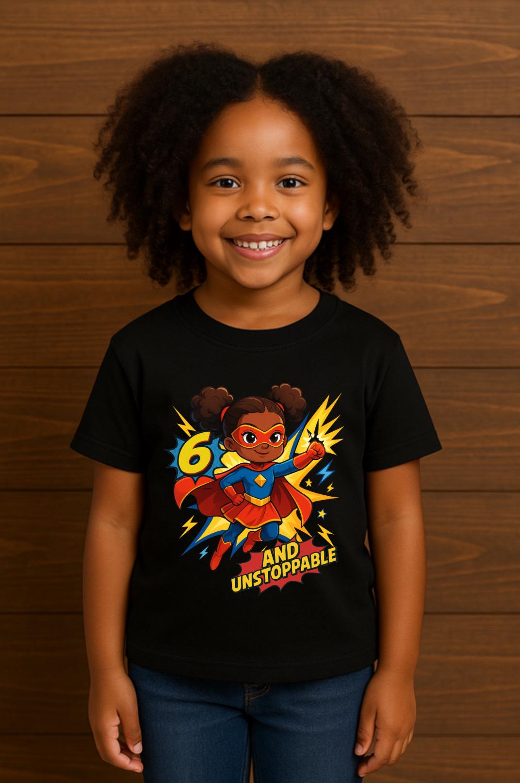 Superhero Birthday Girl Shirt • Custom Age Birthday Tee • Black Girl Superhero Shirt • Kids Hero Birthday Outfit • Toddler & Youth Tee