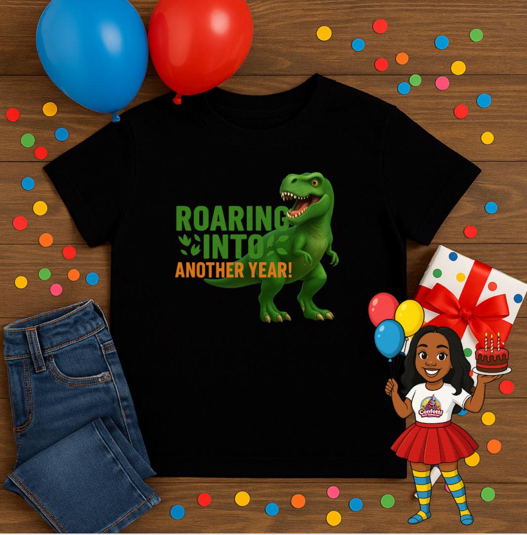 Roaring Into Another Year Shirt • Dinosaur Birthday Shirt for Kids • T-Rex Birthday Tee • Dino Party Outfit • Toddler & Youth Birthday Shirt