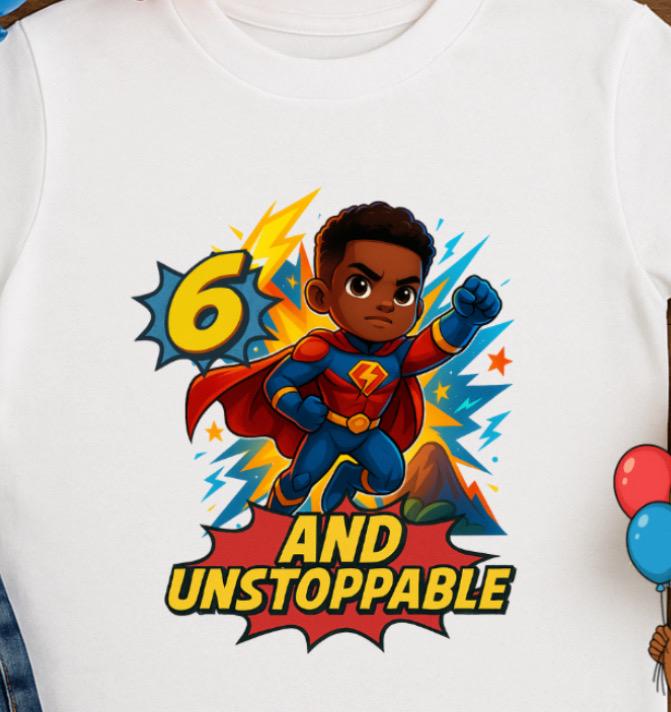 Custom Superhero Birthday Shirt • Boys Birthday Tee • Black Boy Hero Shirt • Kids Birthday Outfit