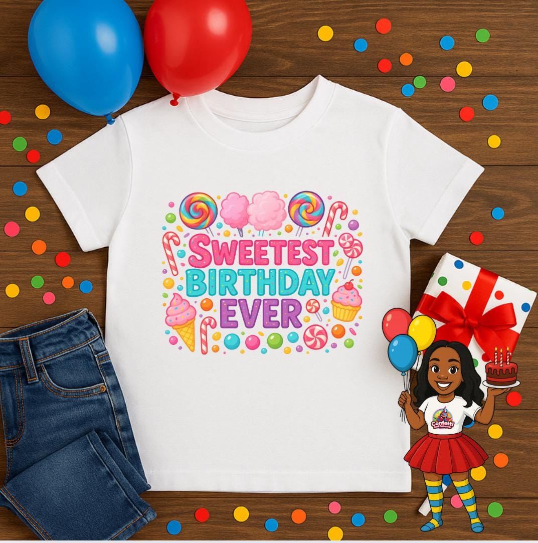 Sweetest Birthday Ever Shirt • Candy Birthday Shirt for Kids • Sweet Shop Birthday Tee • Girls Candy Party Outfit • Toddler & Youth Birthday