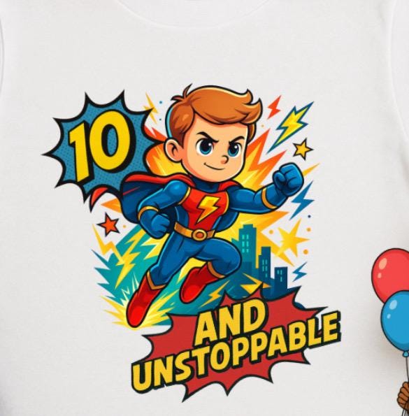 Superhero Birthday Shirt • Custom Age Birthday Tee • Boys Superhero Birthday Outfit • Kids Hero Shirt • Toddler & Youth Birthday Tee