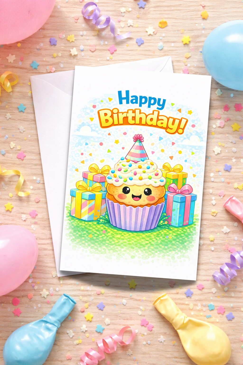 Cupcake Birthday Card for Kids | Age [3-5]