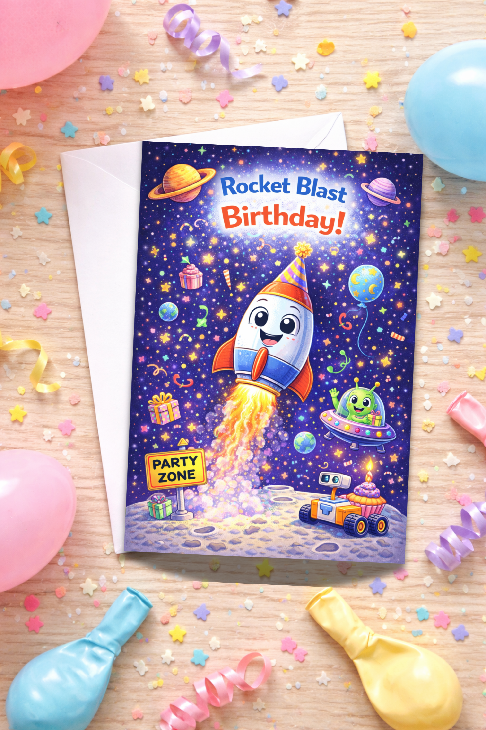 Space Birthday Card for Kids | Age [3-5]