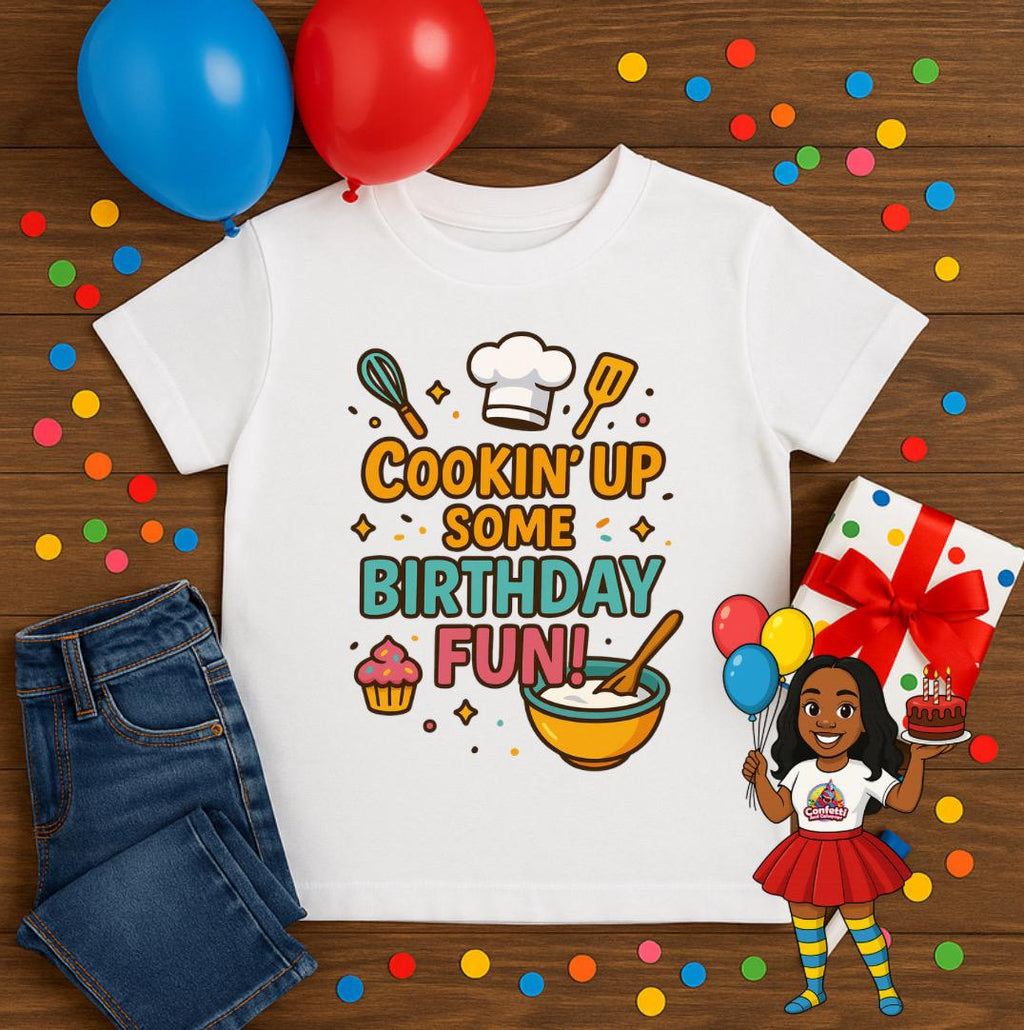 Cookin' Up Some Birthday Fun Shirt • Kids Baking Birthday Shirt • Little Chef Birthday Tee • Cooking Party Outfit • Toddler & Youth Birthday