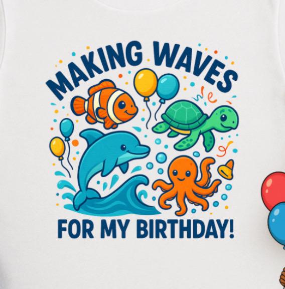 Making Waves For My Birthday Shirt • Ocean Birthday Shirt for Kids • Under the Sea Birthday Tee • Toddler & Youth Birthday Outfit