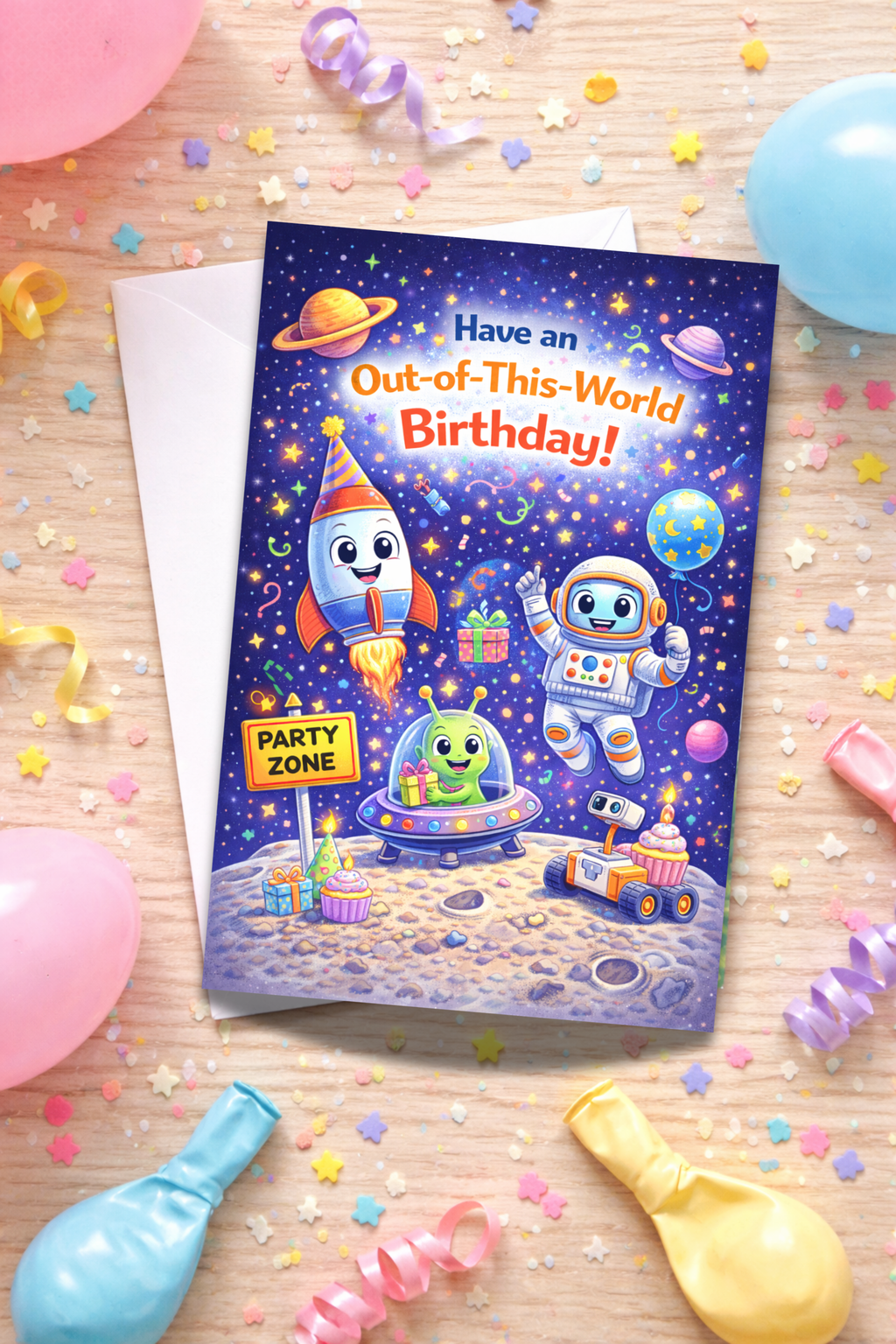 Space Birthday Card for Kids | Age [3-5]