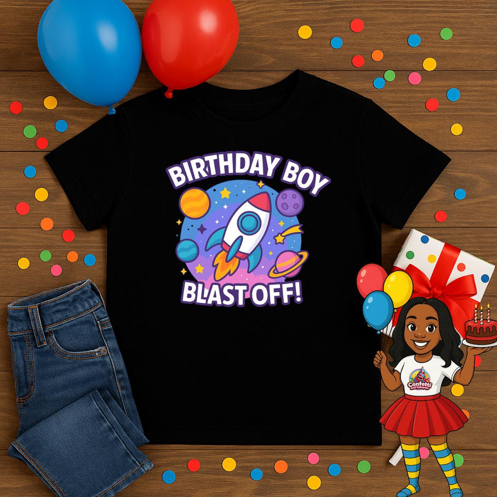 Blast Off Birthday Boy Shirt • Space Birthday Tee • Rocket Birthday Outfit • Galaxy Party Shirt for Kids