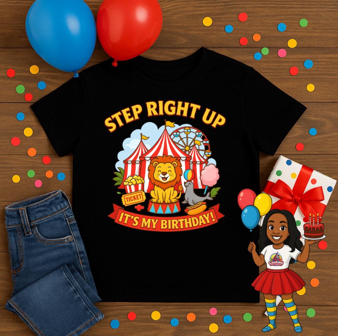 Kids Circus Birthday Shirt • Step Right Up Birthday Tee • Carnival Party Shirt • Birthday Boy Girl Outfit • Circus Theme Party Apparel