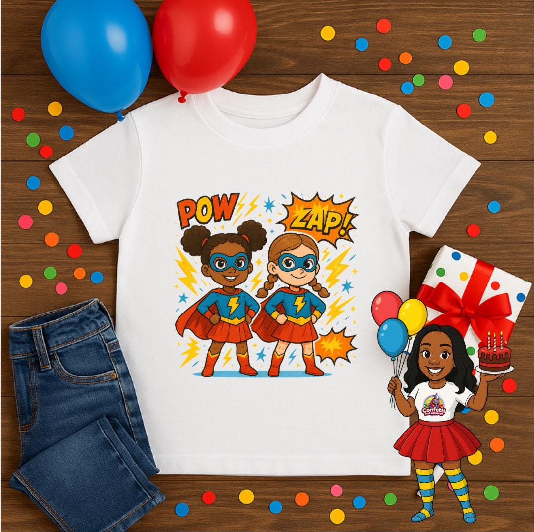 Superhero Best Friends Shirt • Girl Superhero Matching Tee • Kids Hero Shirt • POW ZAP Comic Shirt • Toddler & Youth Superhero Outfit