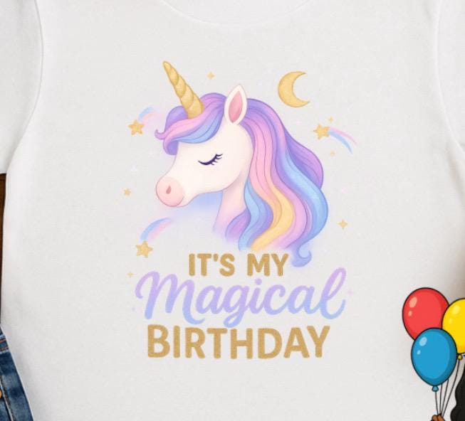 Magical Birthday Unicorn Shirt • Girls Unicorn Birthday Shirt • Pastel Unicorn Birthday Tee • Toddler & Youth Birthday Outfit