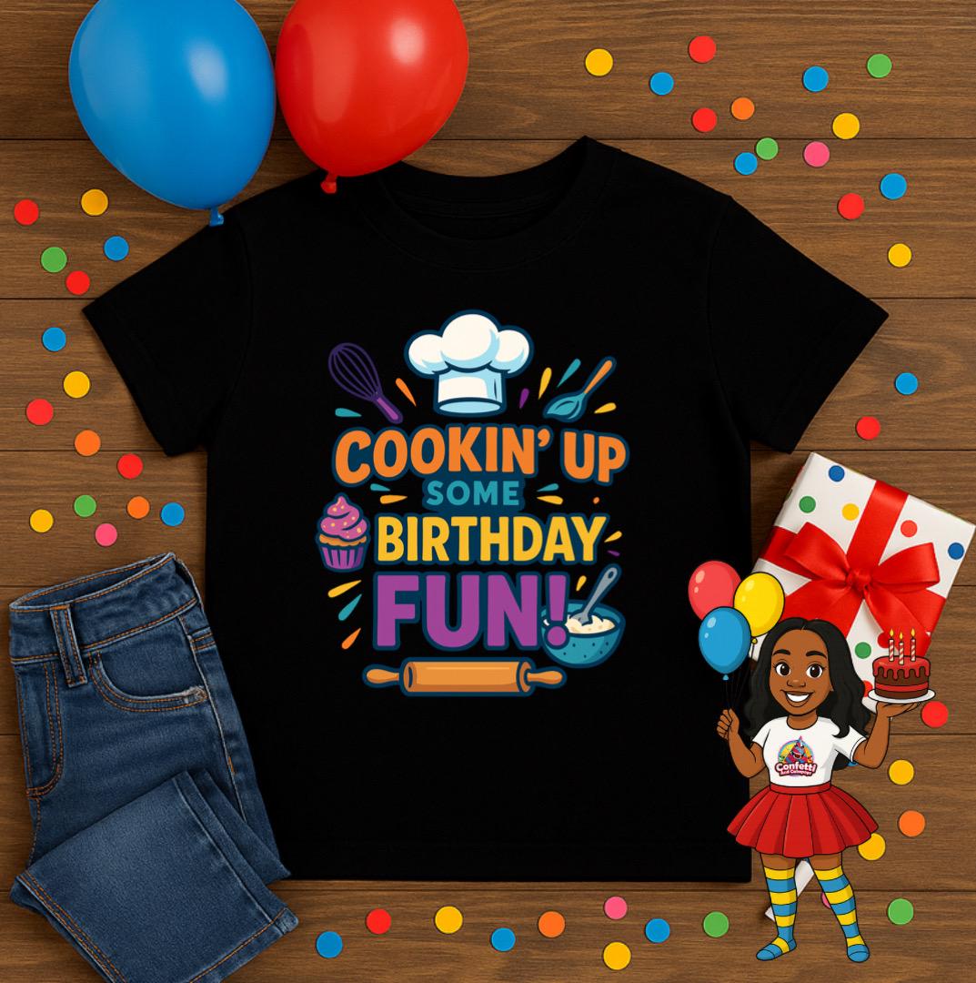 Cookin' Up Some Birthday Fun Shirt • Kids Baking Birthday Shirt • Little Chef Birthday Tee • Cooking Party Outfit • Toddler & Youth Birthday