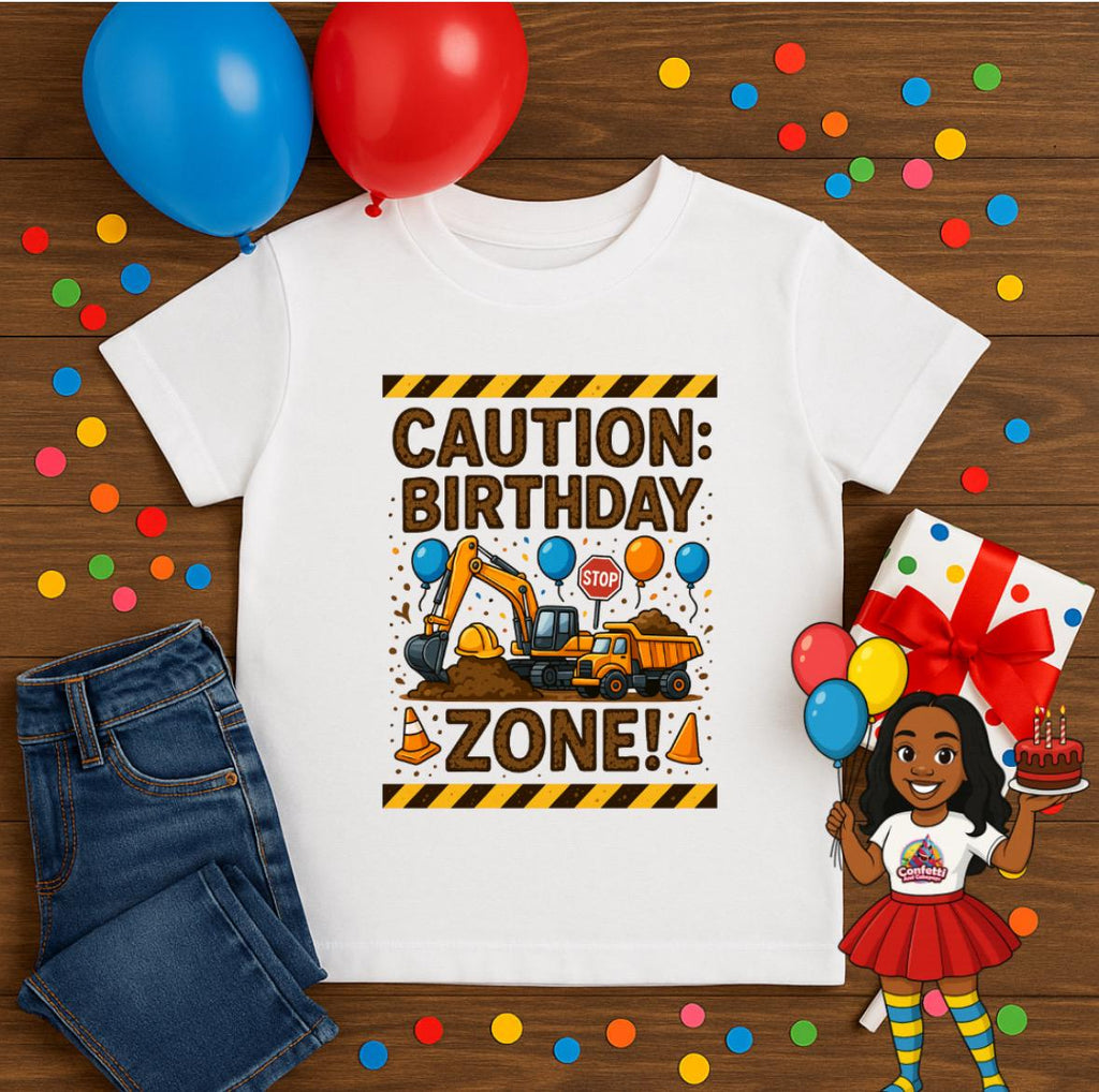 Caution Birthday Zone Shirt • Construction Birthday Shirt • Kids Construction Party Tee • Toddler Birthday Outfit • Dump Truck Birthday Shir
