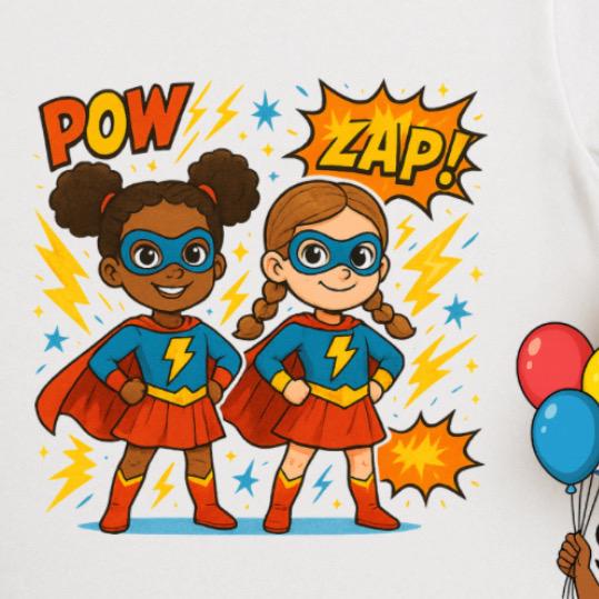 Superhero Best Friends Shirt • Girl Superhero Matching Tee • Kids Hero Shirt • POW ZAP Comic Shirt • Toddler & Youth Superhero Outfit