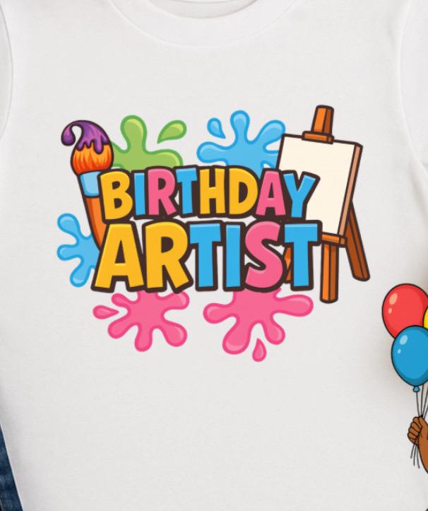 Birthday Artist Shirt • Kids Paint Party Birthday Tee • Art Party Outfit • Toddler & Youth Artist Shirt • Painting Birthday Theme Tee