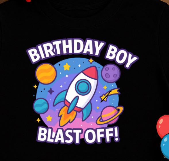 Blast Off Birthday Boy Shirt • Space Birthday Tee • Rocket Birthday Outfit • Galaxy Party Shirt for Kids