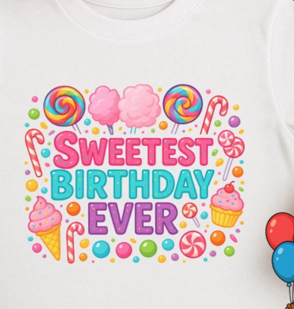 Sweetest Birthday Ever Shirt • Candy Birthday Shirt for Kids • Sweet Shop Birthday Tee • Girls Candy Party Outfit • Toddler & Youth Birthday