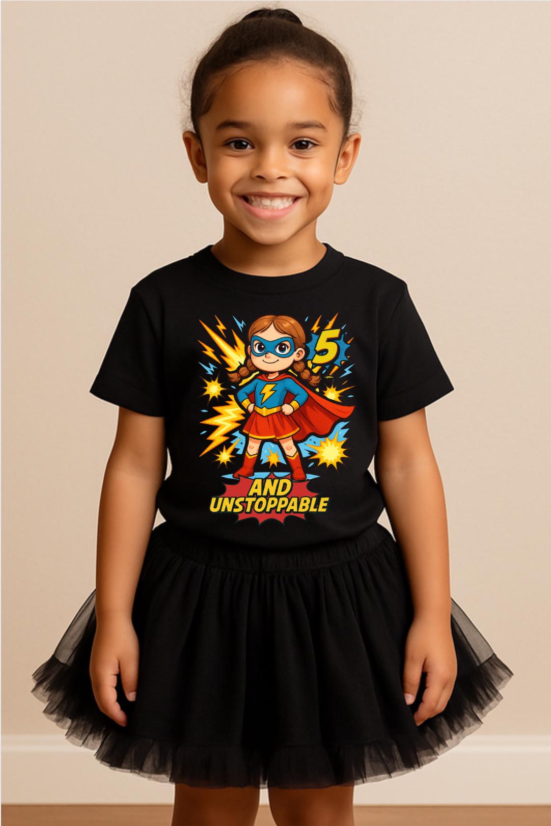 Superhero Birthday Girl Shirt • Custom Age Birthday Tee • Girls Superhero Birthday Outfit • Kids Hero Shirt • Toddler & Youth Birthday Tee