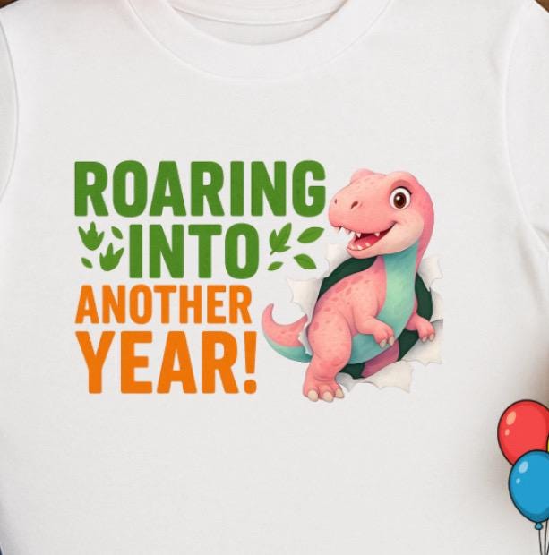 Roaring Into Another Year Shirt • Cute Dino Birthday Girl Shirt • Pink Dinosaur Birthday Tee • Kids Dino Party Outfit • Toddler & Youth Birt