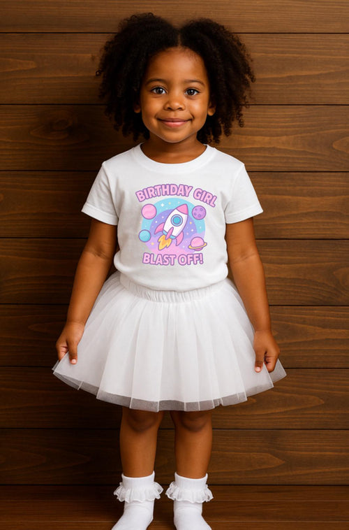 Birthday Girl Blast Off Shirt • Space Birthday Tee • Rocket Girl Birthday Outfit • Kids Galaxy Birthday Shirt • Pastel Space Party Tee
