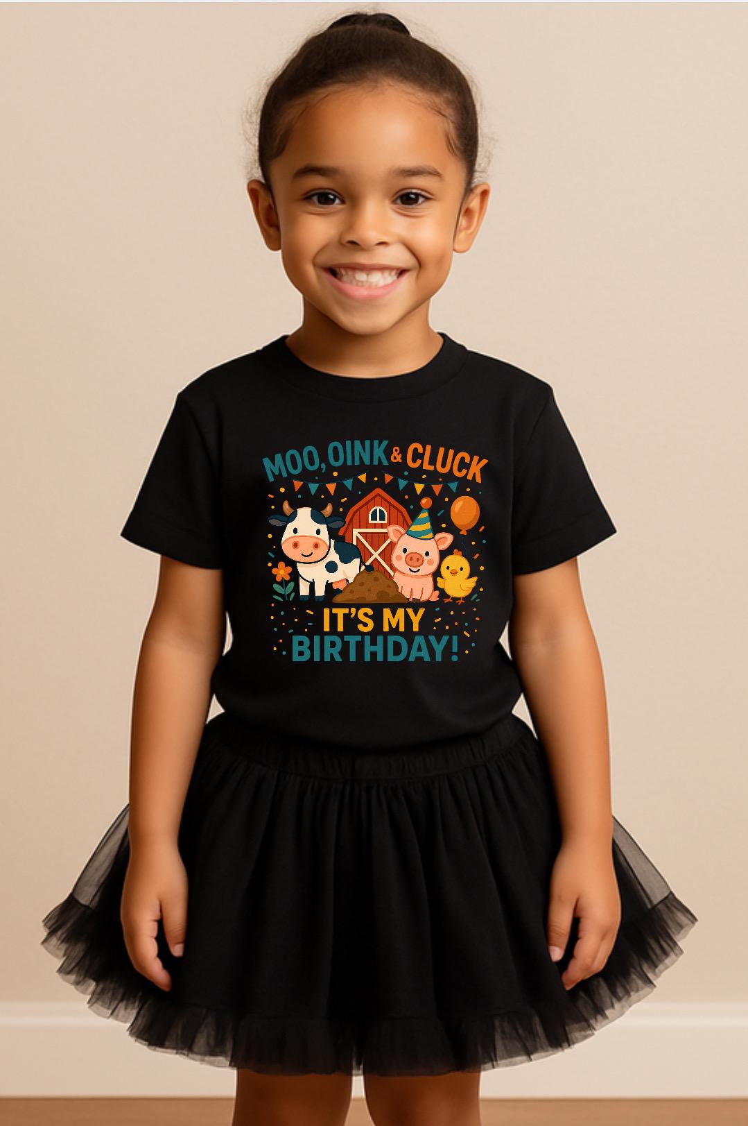 Farm Birthday Shirt • Moo Oink Cluck Birthday Tee • Barnyard Birthday Outfit • Kids Farm Party Shirt • Toddler & Youth Birthday Tee